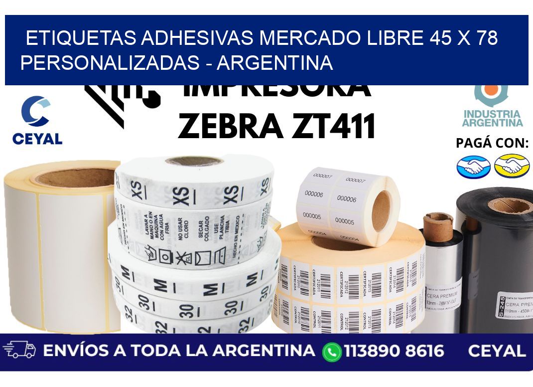 etiquetas adhesivas mercado libre 45 x 78 personalizadas – Argentina