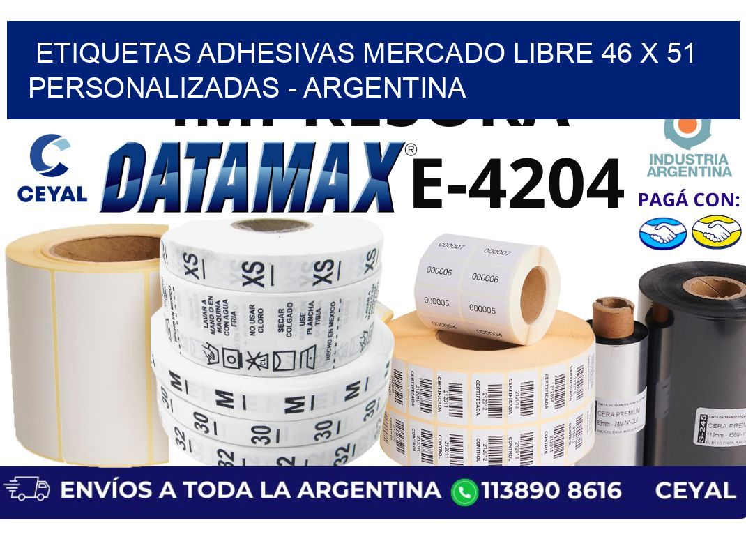 etiquetas adhesivas mercado libre 46 x 51 personalizadas - Argentina
