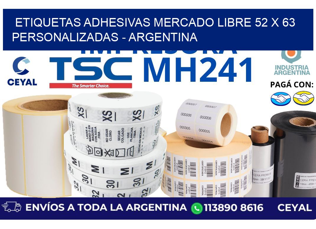 etiquetas adhesivas mercado libre 52 x 63 personalizadas - Argentina