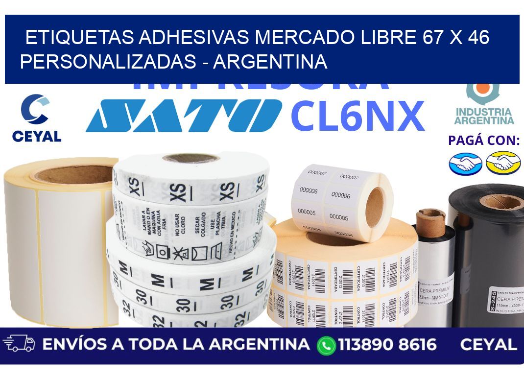 etiquetas adhesivas mercado libre 67 x 46 personalizadas - Argentina
