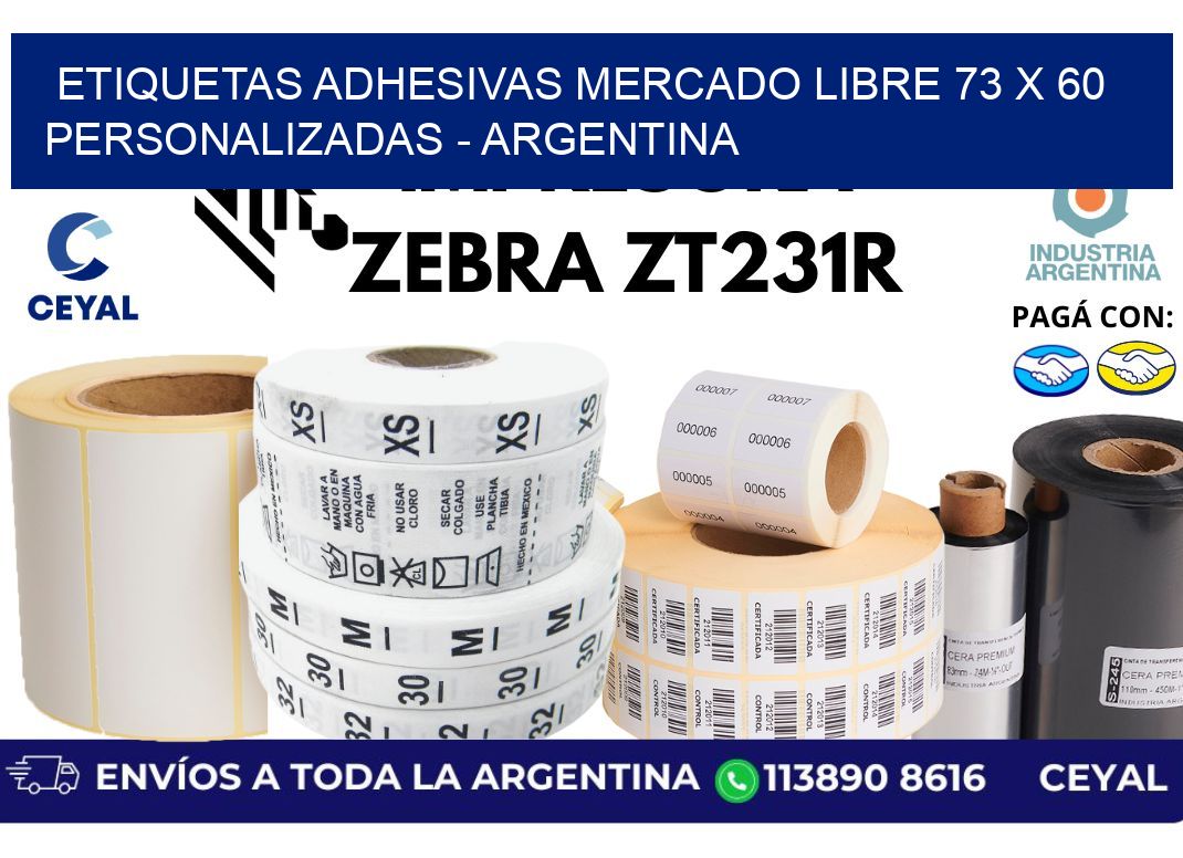 etiquetas adhesivas mercado libre 73 x 60 personalizadas – Argentina