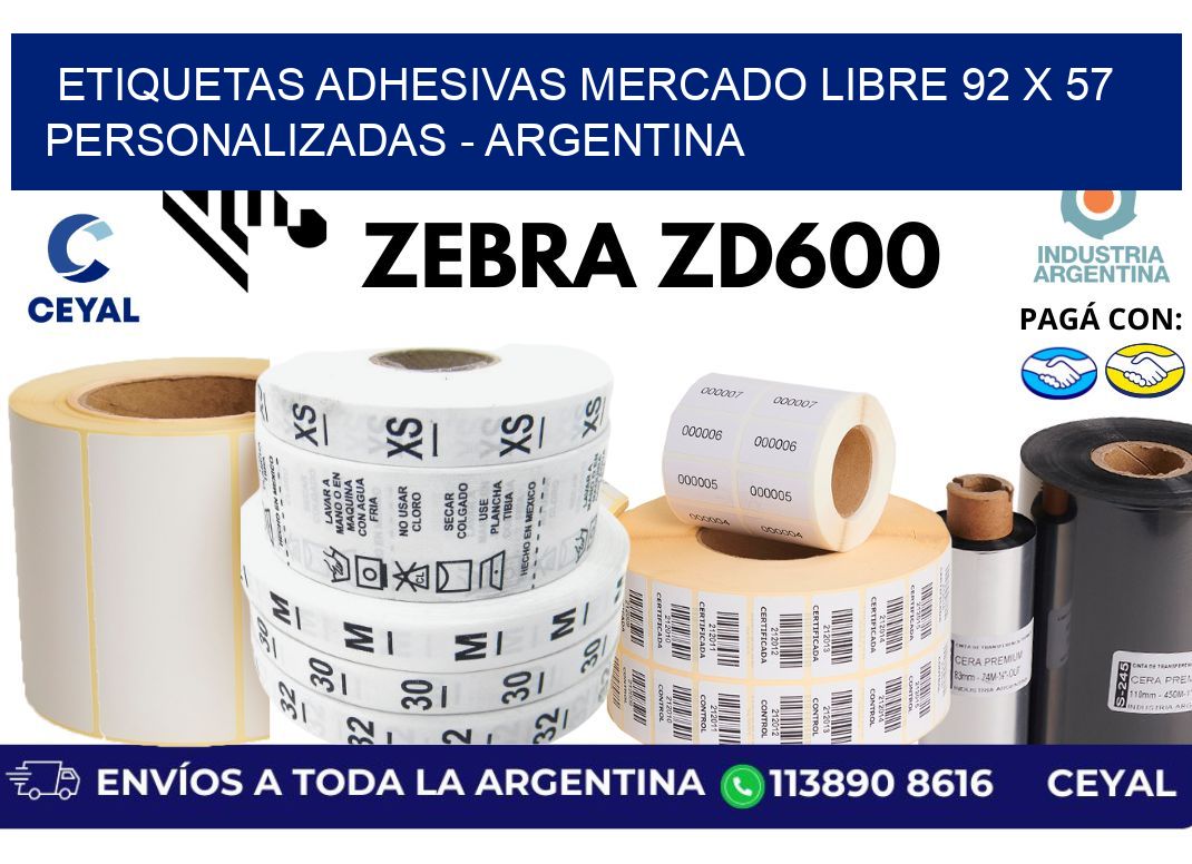 etiquetas adhesivas mercado libre 92 x 57 personalizadas – Argentina