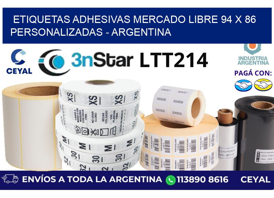 etiquetas adhesivas mercado libre 94 x 86 personalizadas - Argentina
