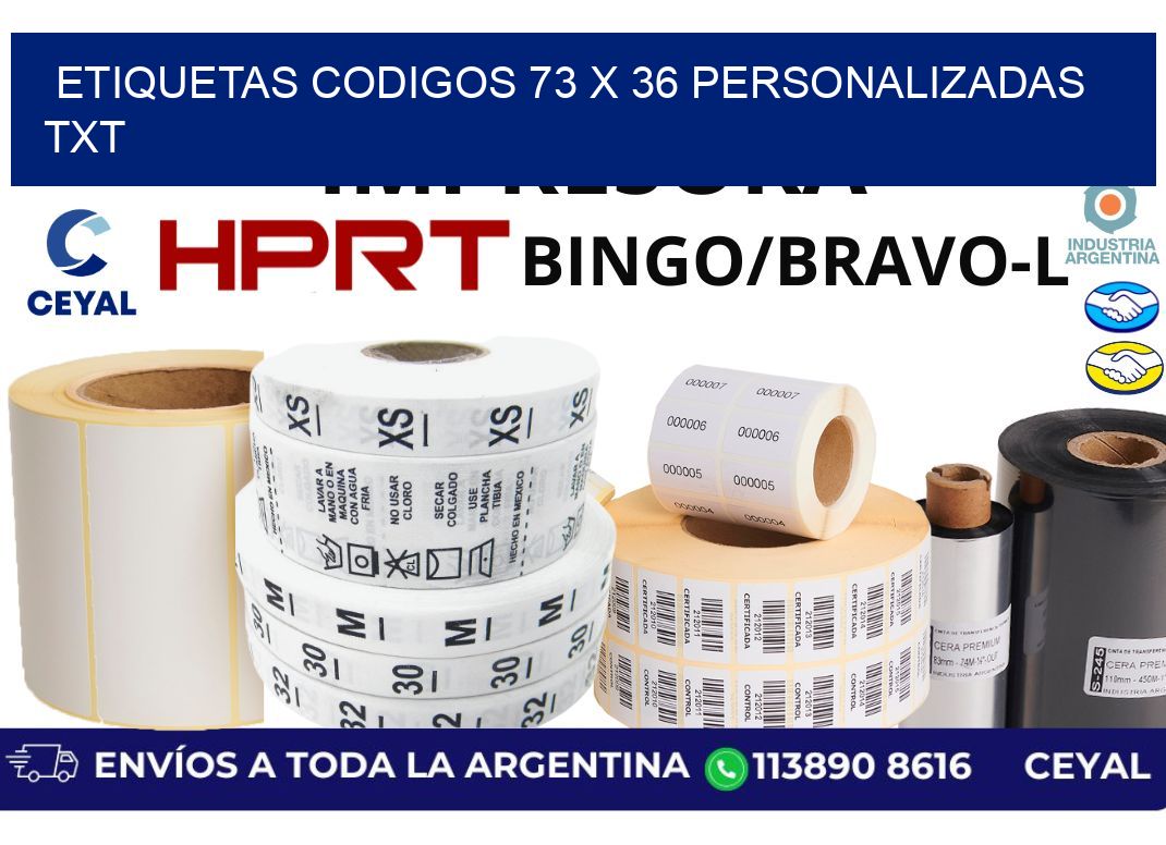 etiquetas codigos 73 x 36 personalizadas txt