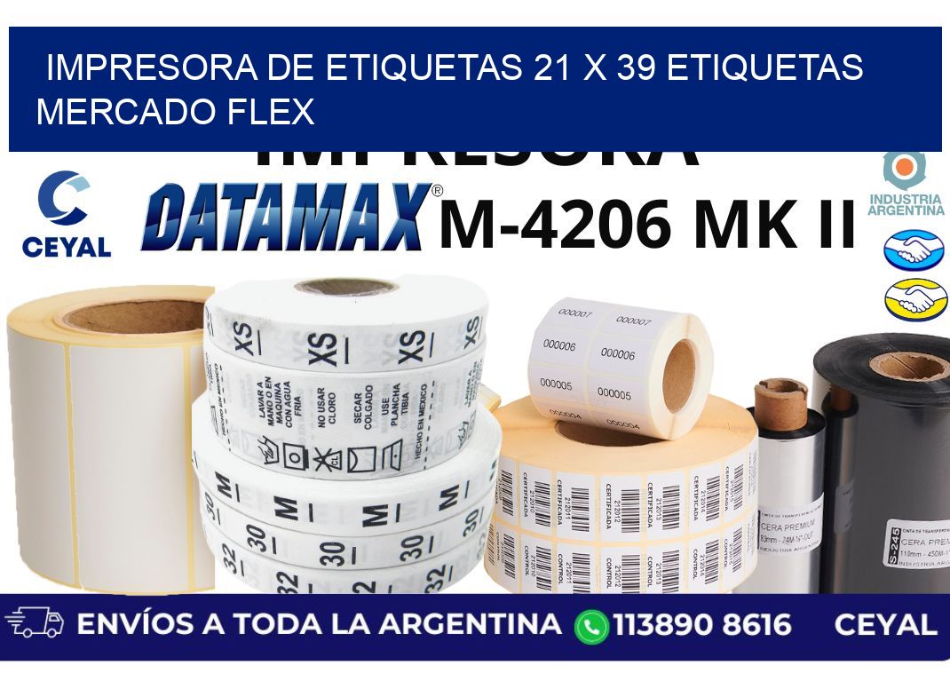 impresora de etiquetas 21 x 39 etiquetas mercado flex