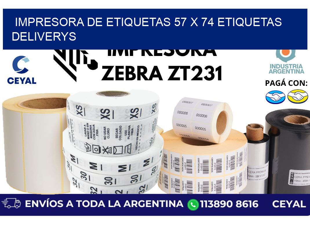 impresora de etiquetas 57 x 74 etiquetas deliverys