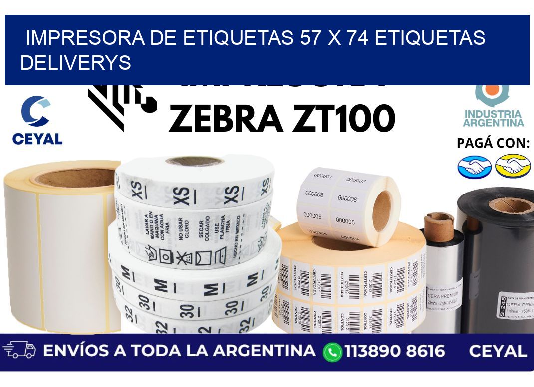 impresora de etiquetas 57 x 74 etiquetas deliverys