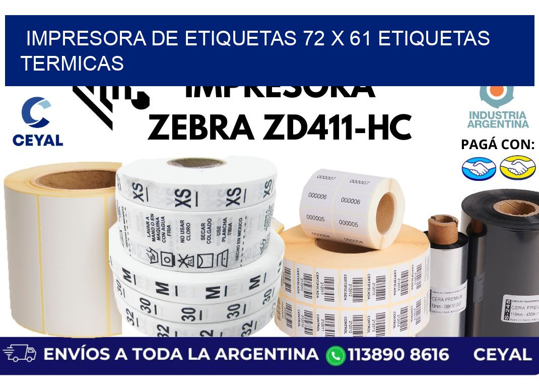 impresora de etiquetas 72 x 61 etiquetas termicas