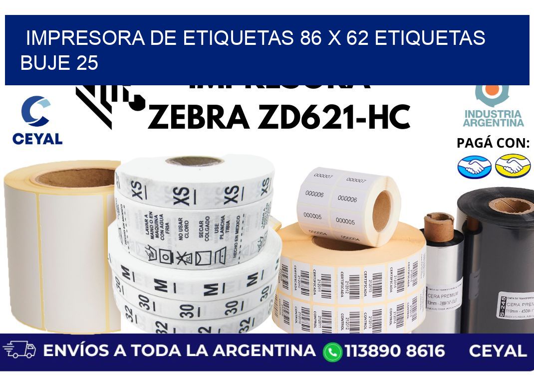 impresora de etiquetas 86 x 62 etiquetas  buje 25