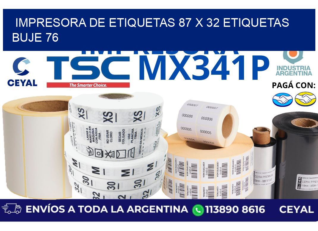impresora de etiquetas 87 x 32 etiquetas buje 76