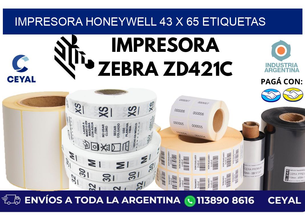 impresora honeywell 43 x 65 etiquetas