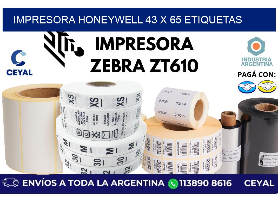 impresora honeywell 43 x 65 etiquetas