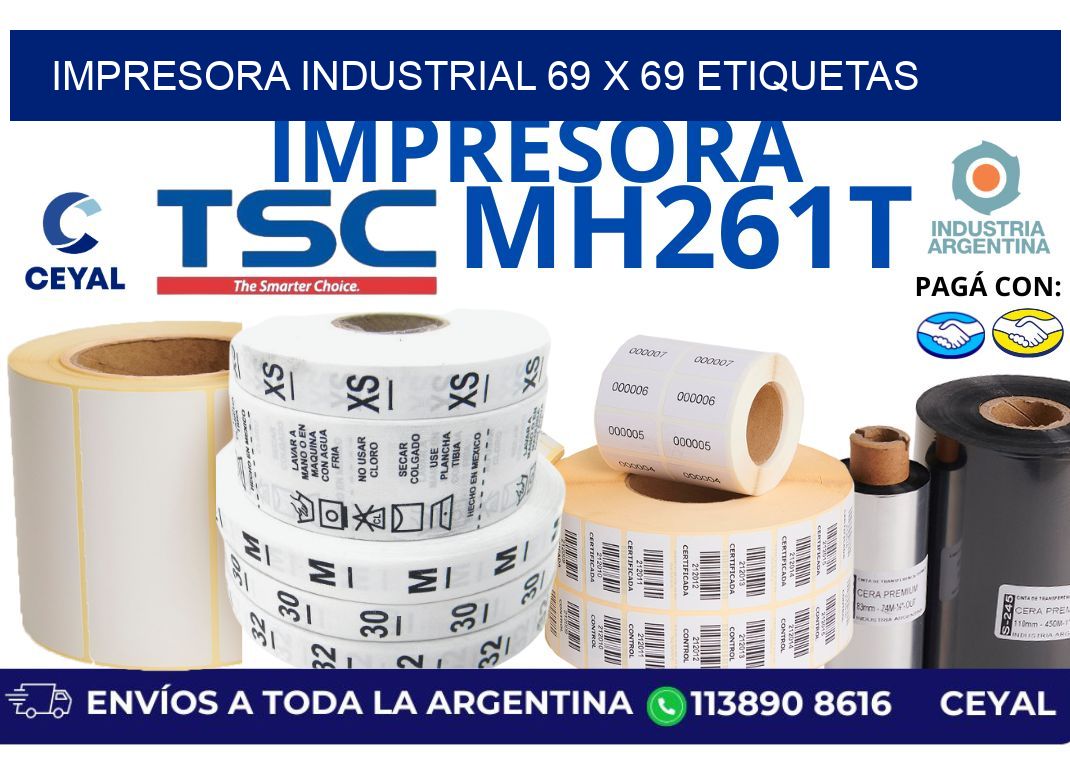 impresora industrial 69 x 69 etiquetas