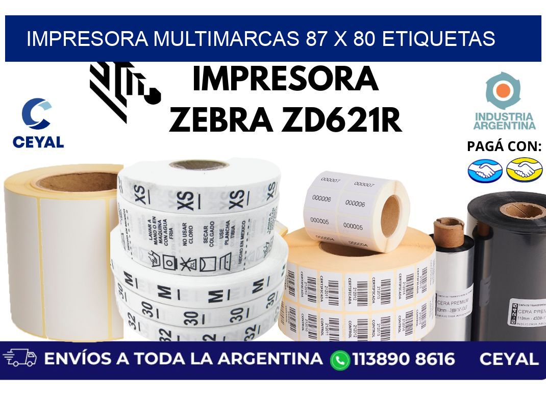 impresora multimarcas 87 x 80 etiquetas