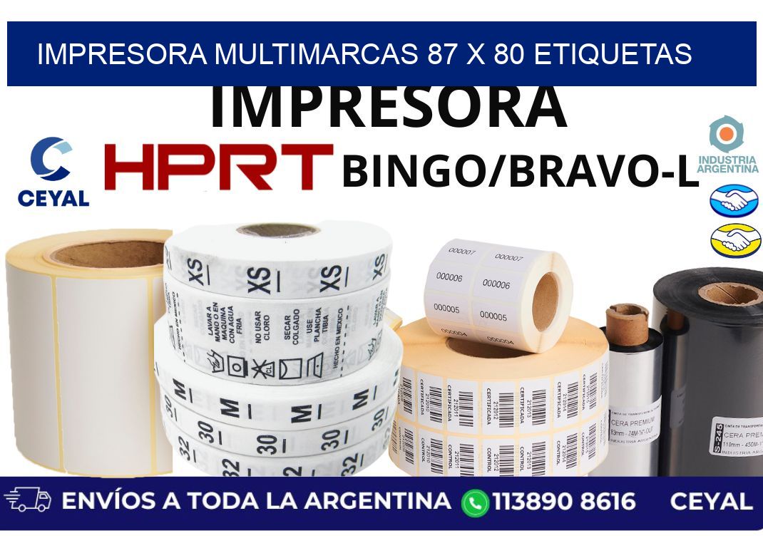 impresora multimarcas 87 x 80 etiquetas