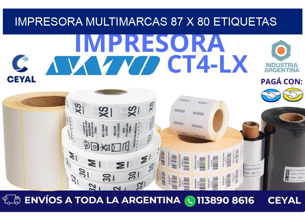 impresora multimarcas 87 x 80 etiquetas