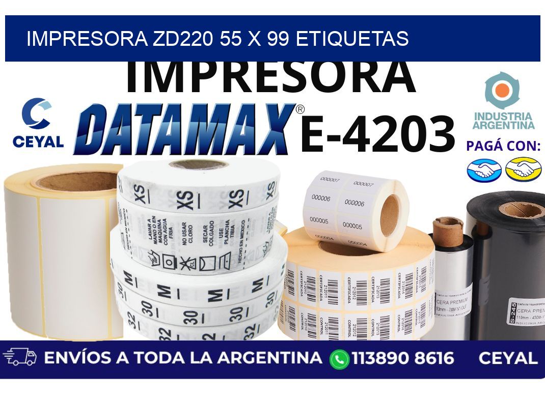 impresora zd220 55 x 99 etiquetas