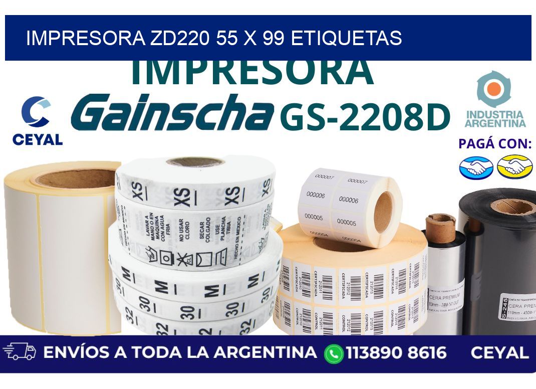 impresora zd220 55 x 99 etiquetas