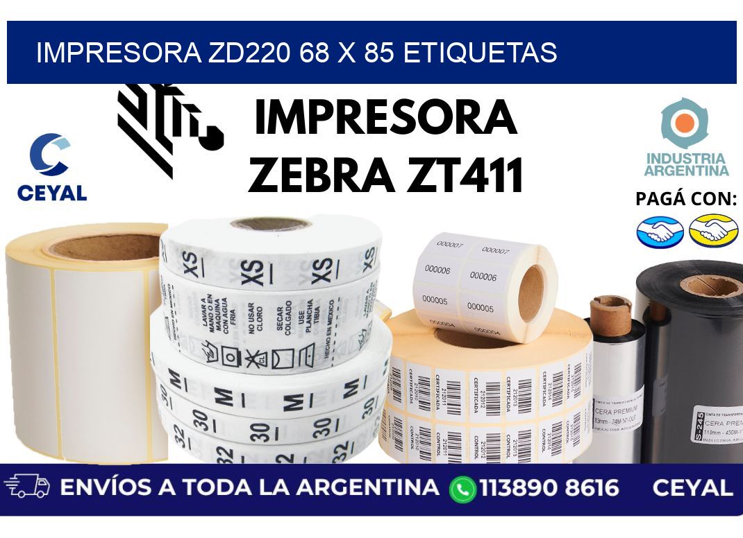 impresora zd220 68 x 85 etiquetas