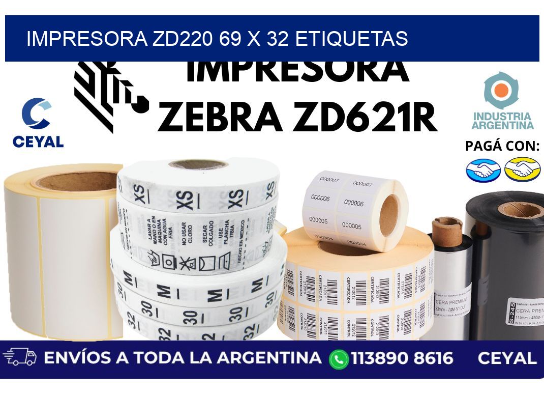 impresora zd220 69 x 32 etiquetas