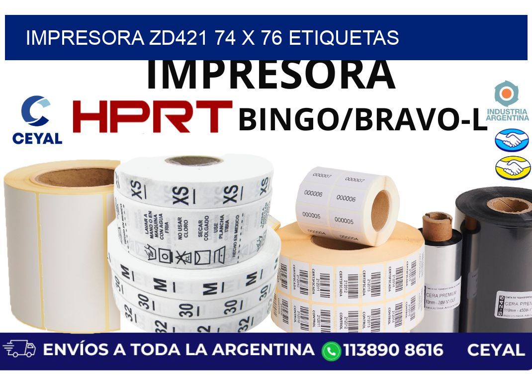 impresora zd421 74 x 76 etiquetas