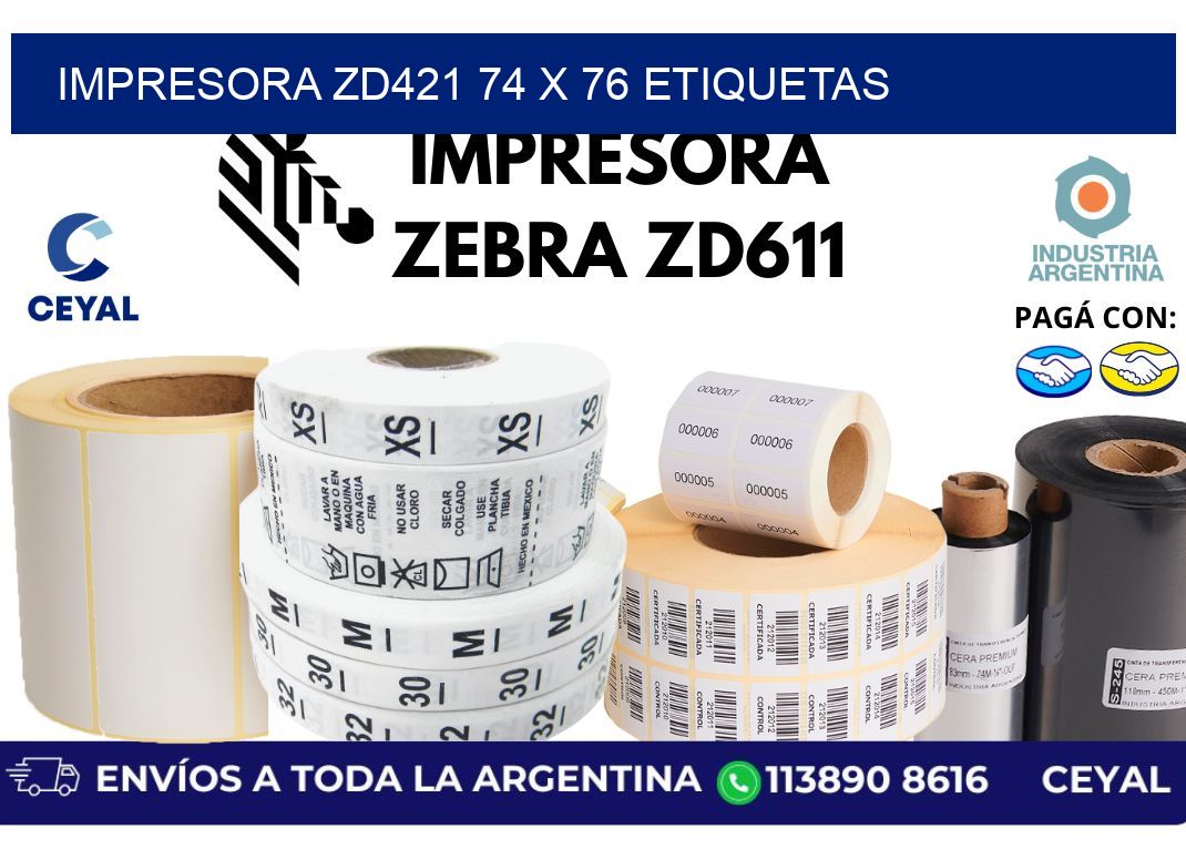impresora zd421 74 x 76 etiquetas