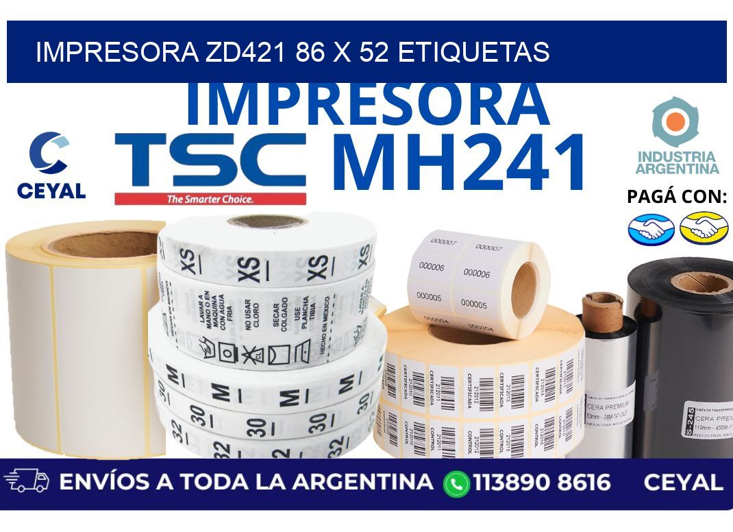 impresora zd421 86 x 52 etiquetas
