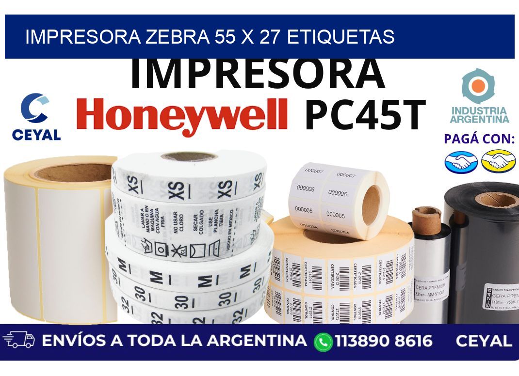 impresora zebra 55 x 27 etiquetas