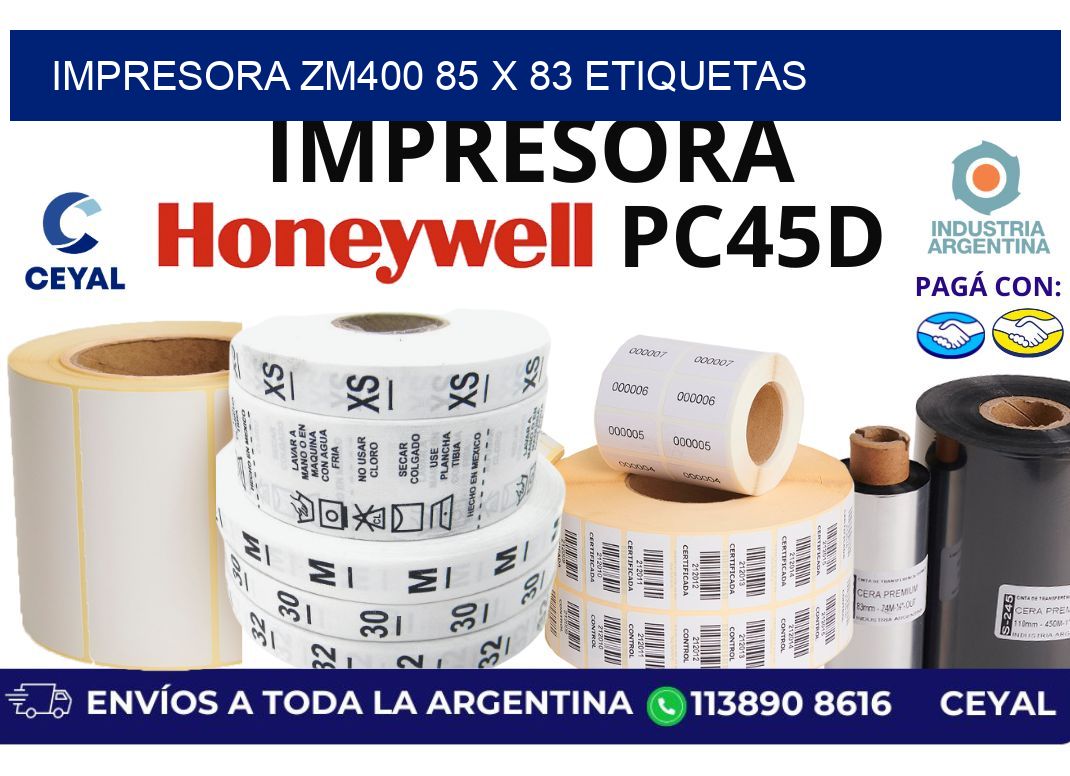 impresora zm400 85 x 83 etiquetas