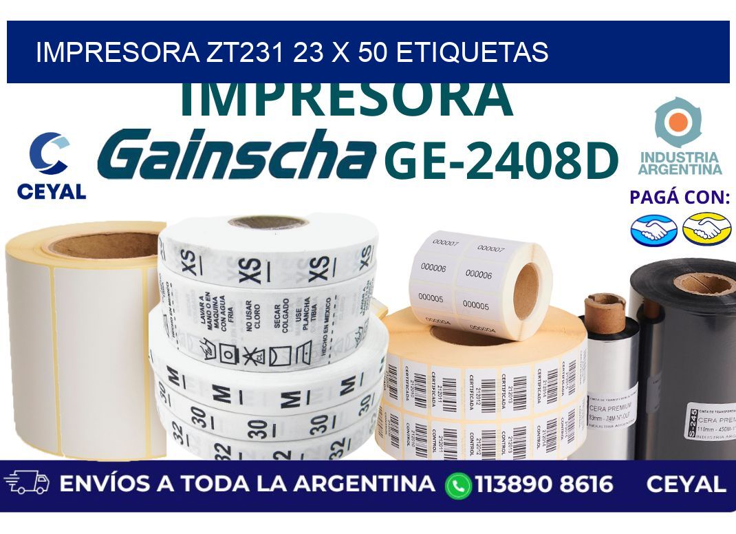 impresora zt231 23 x 50 etiquetas