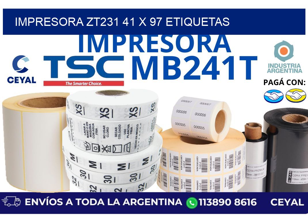 impresora zt231 41 x 97 etiquetas