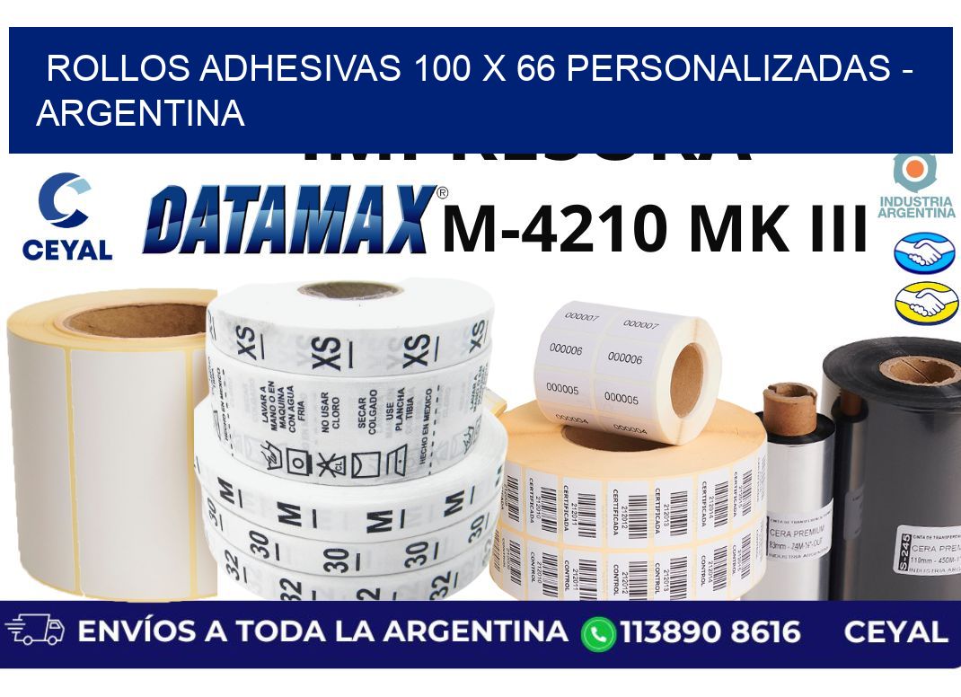 rollos adhesivas 100 x 66 personalizadas - Argentina