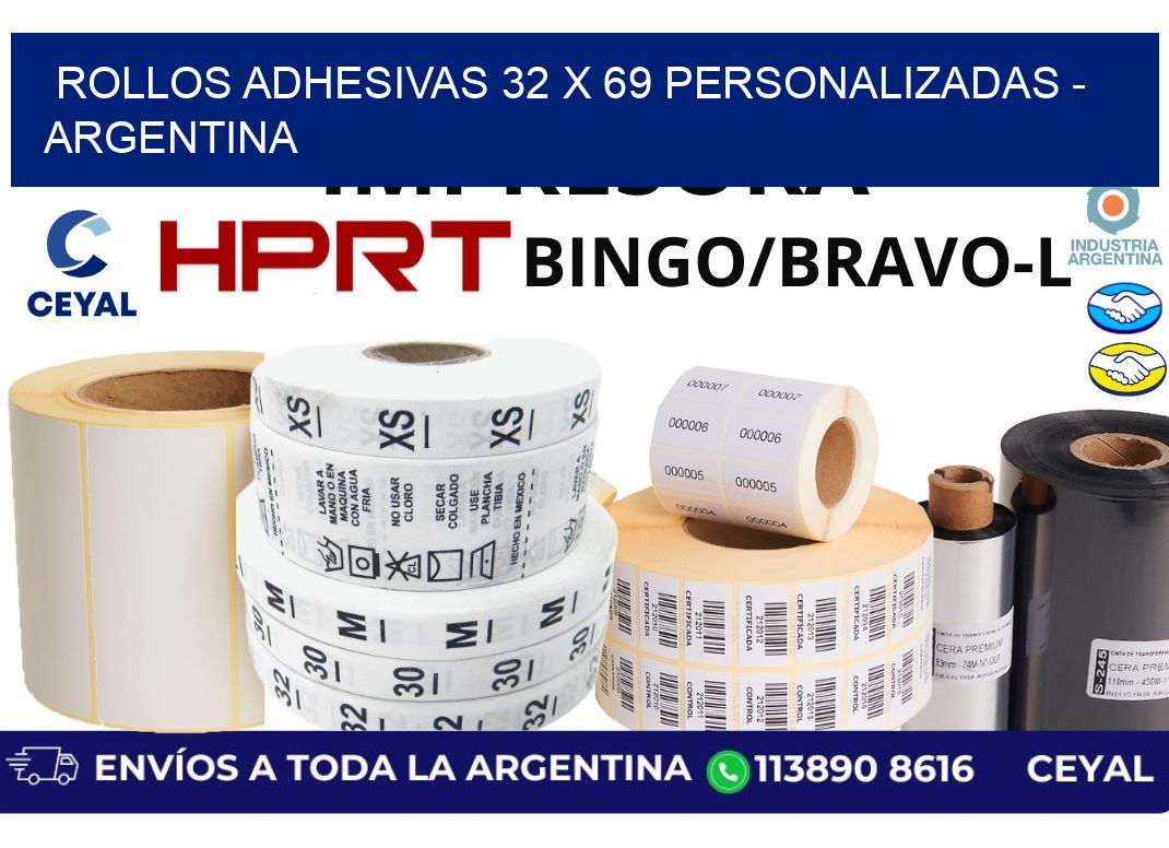 rollos adhesivas 32 x 69 personalizadas - Argentina