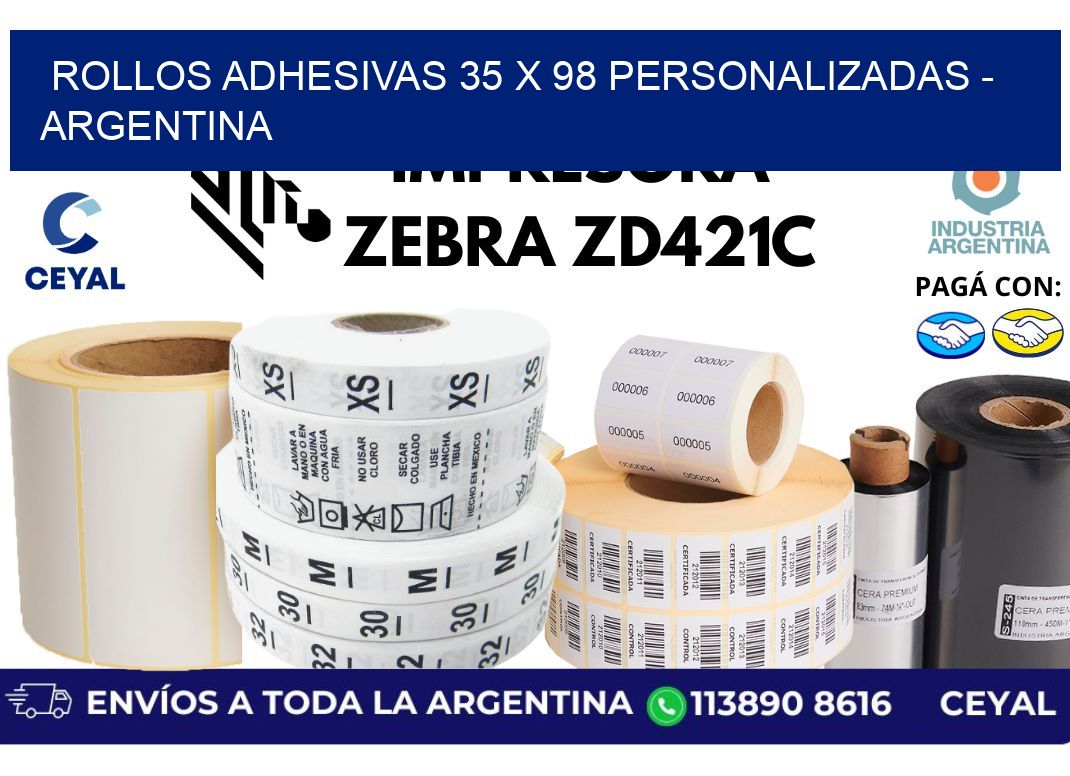 rollos adhesivas 35 x 98 personalizadas - Argentina
