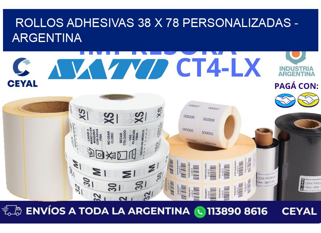 rollos adhesivas 38 x 78 personalizadas - Argentina