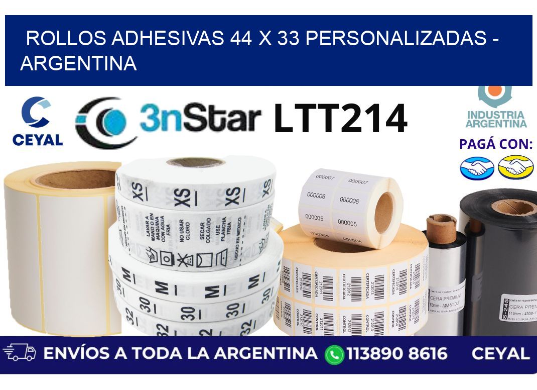 rollos adhesivas 44 x 33 personalizadas - Argentina