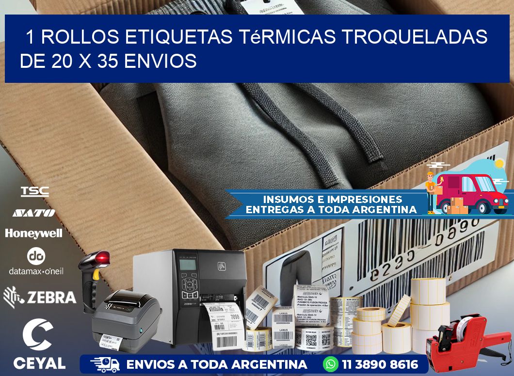1 Rollos Etiquetas Térmicas Troqueladas De 20 x 35 ENVIOS