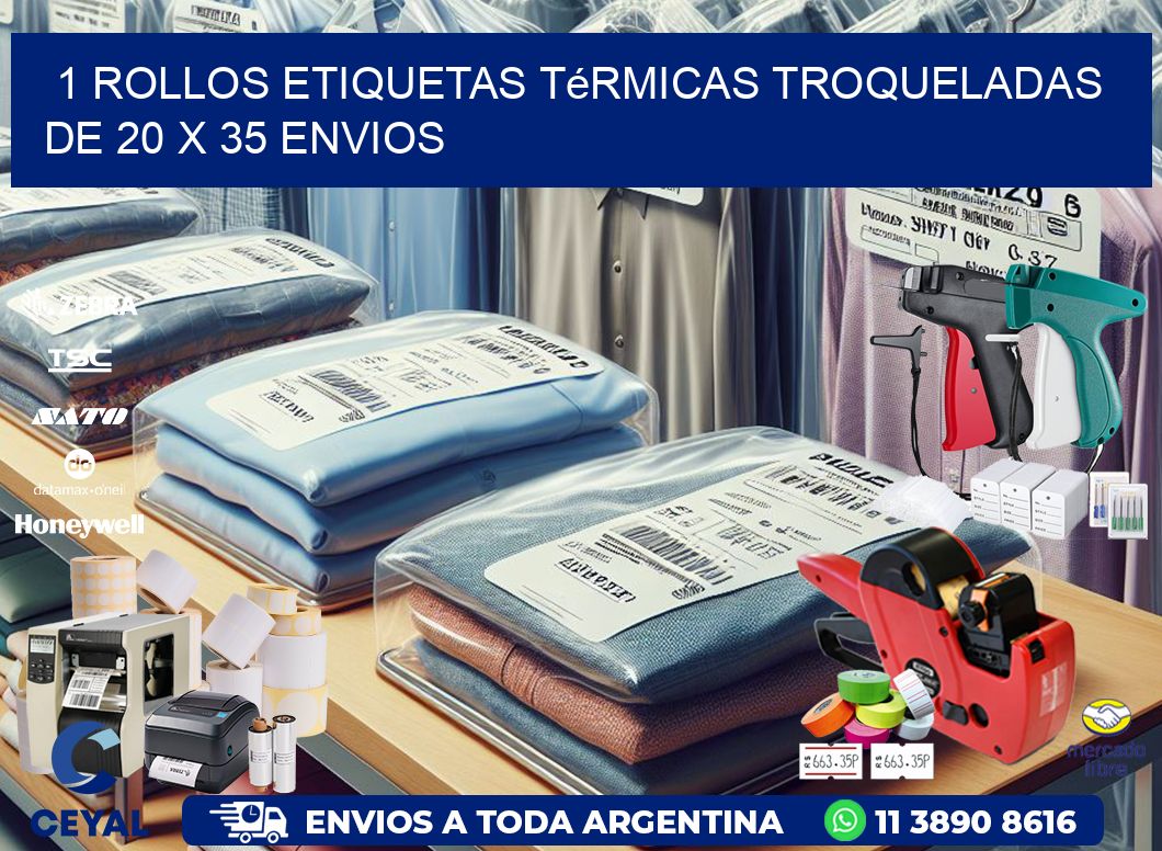 1 Rollos Etiquetas Térmicas Troqueladas De 20 x 35 ENVIOS