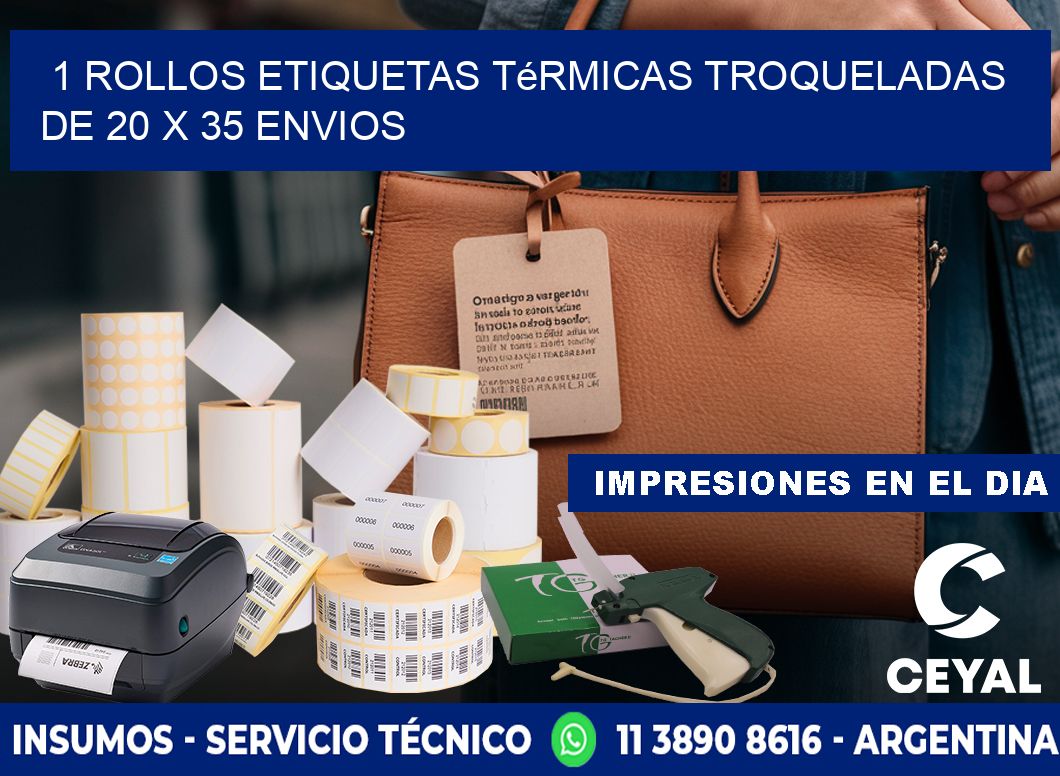 1 Rollos Etiquetas Térmicas Troqueladas De 20 x 35 ENVIOS