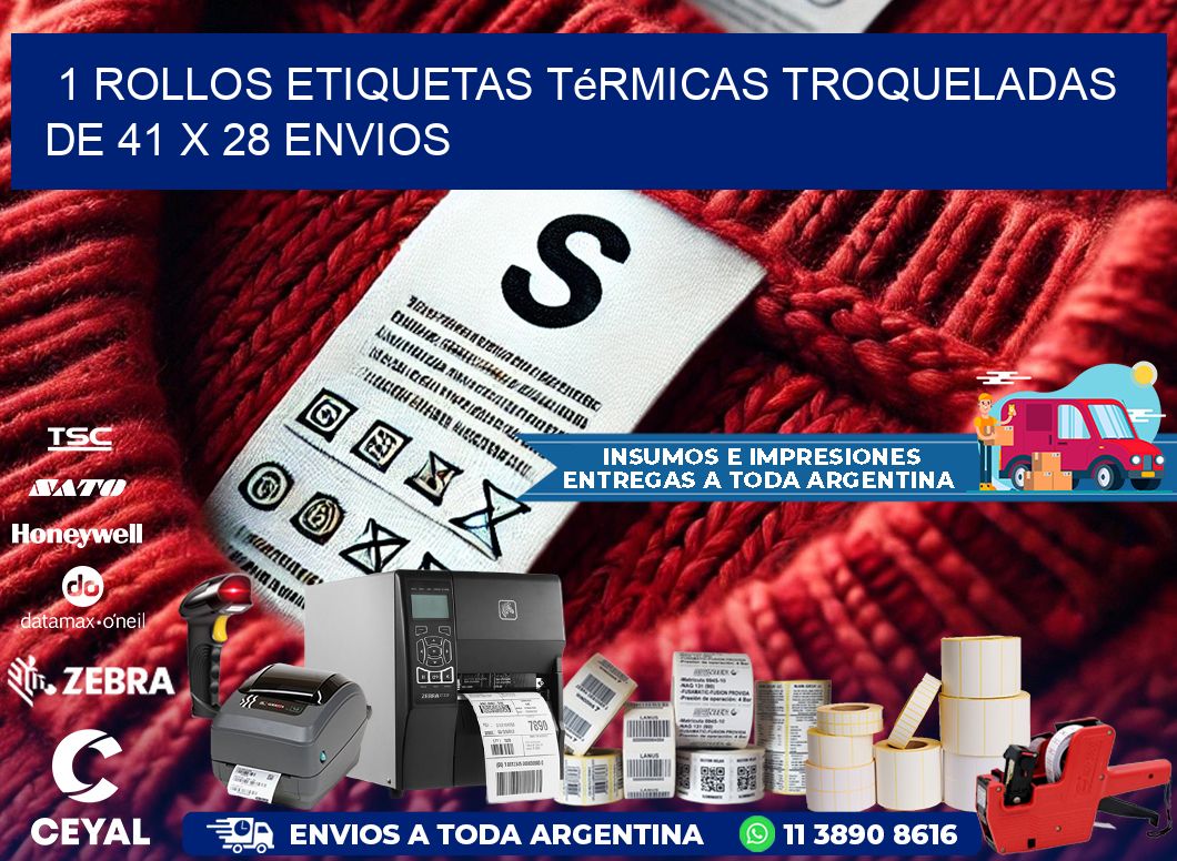 1 Rollos Etiquetas Térmicas Troqueladas De 41 x 28 ENVIOS