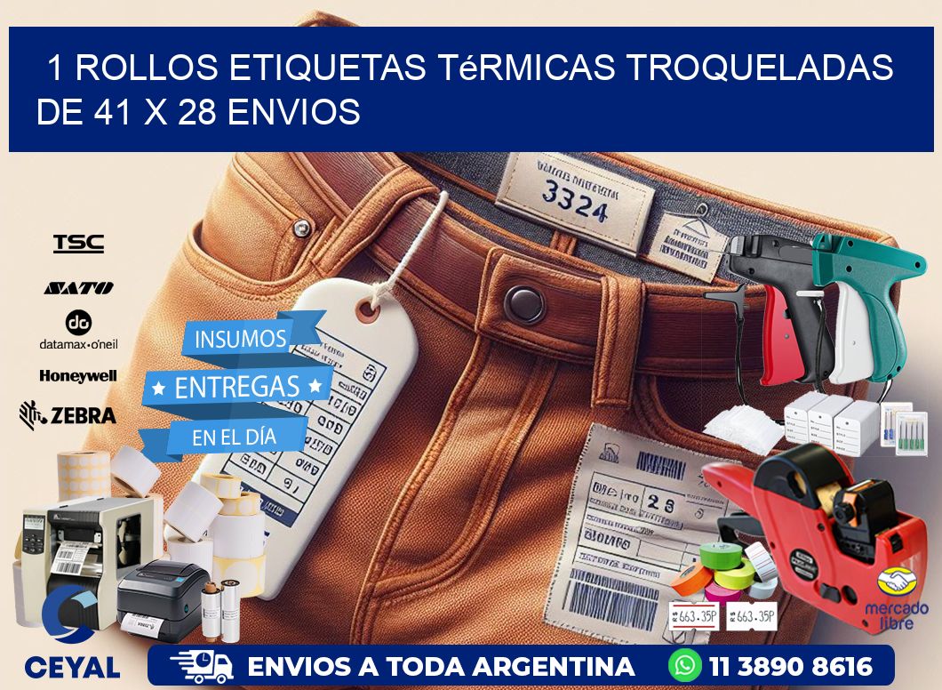 1 Rollos Etiquetas Térmicas Troqueladas De 41 x 28 ENVIOS