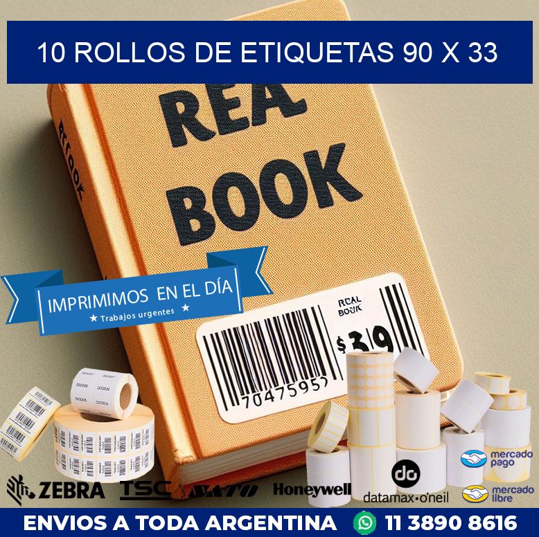 10 ROLLOS DE ETIQUETAS 90 x 33