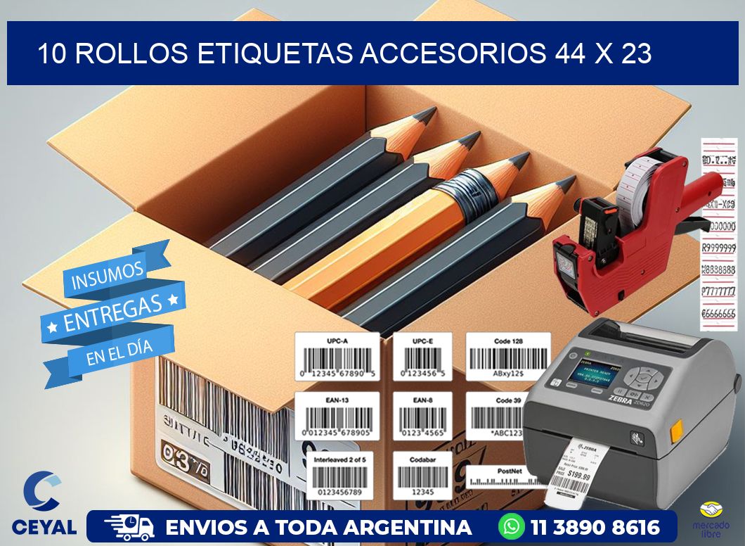 10 ROLLOS ETIQUETAS ACCESORIOS 44 x 23