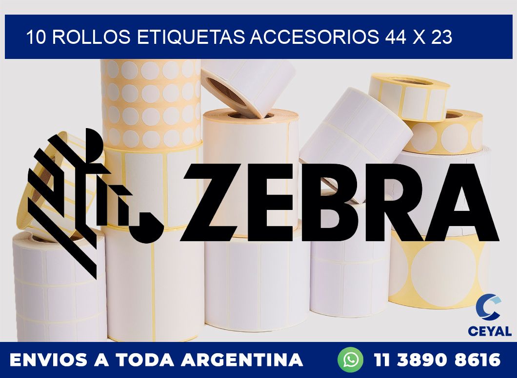 10 ROLLOS ETIQUETAS ACCESORIOS 44 x 23