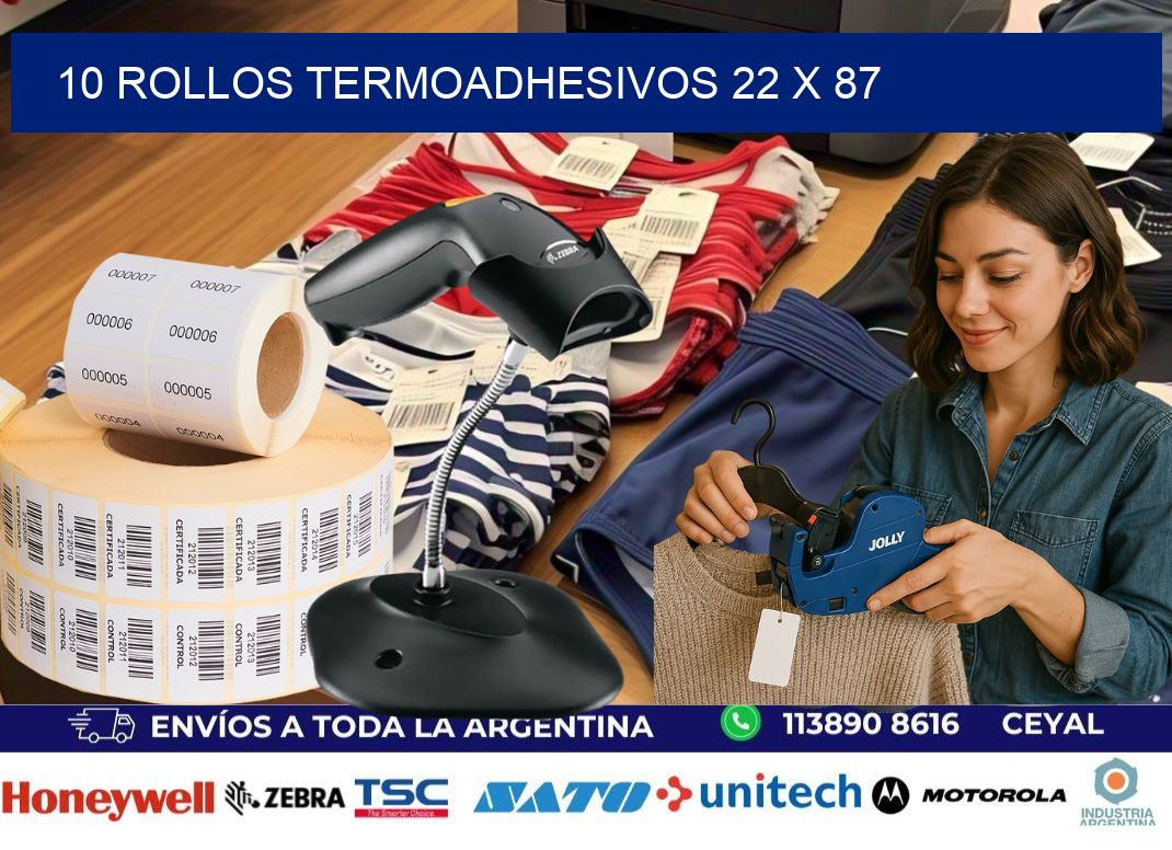 10 ROLLOS TERMOADHESIVOS 22 x 87