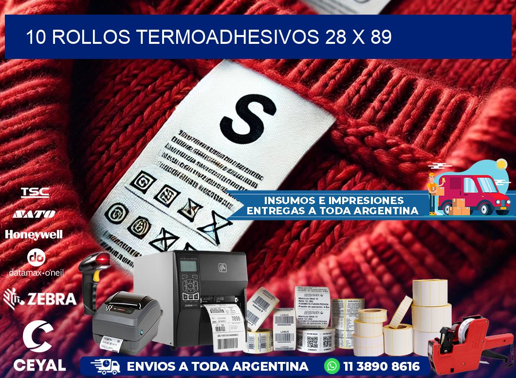10 ROLLOS TERMOADHESIVOS 28 x 89