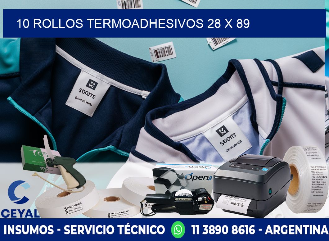 10 ROLLOS TERMOADHESIVOS 28 x 89