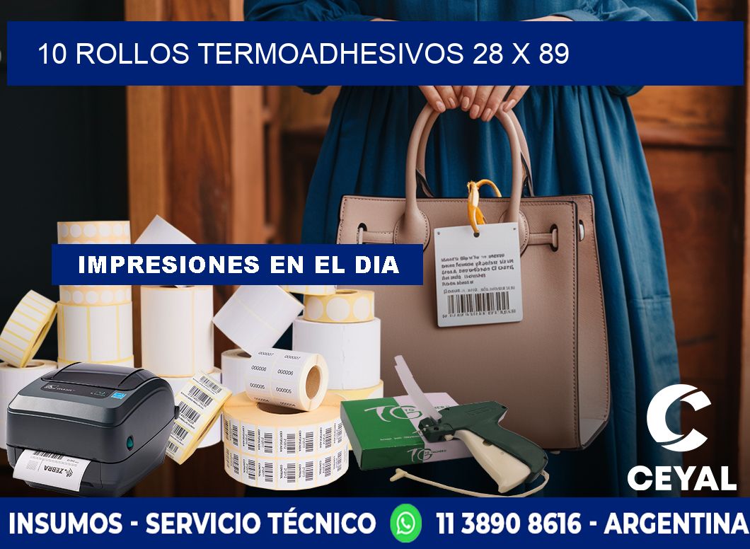 10 ROLLOS TERMOADHESIVOS 28 x 89