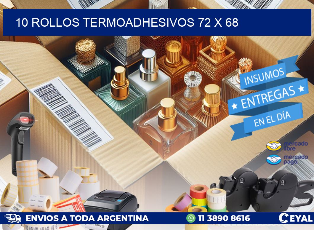 10 ROLLOS TERMOADHESIVOS 72 x 68