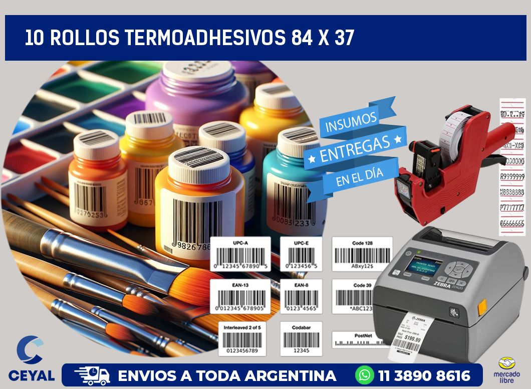 10 ROLLOS TERMOADHESIVOS 84 x 37